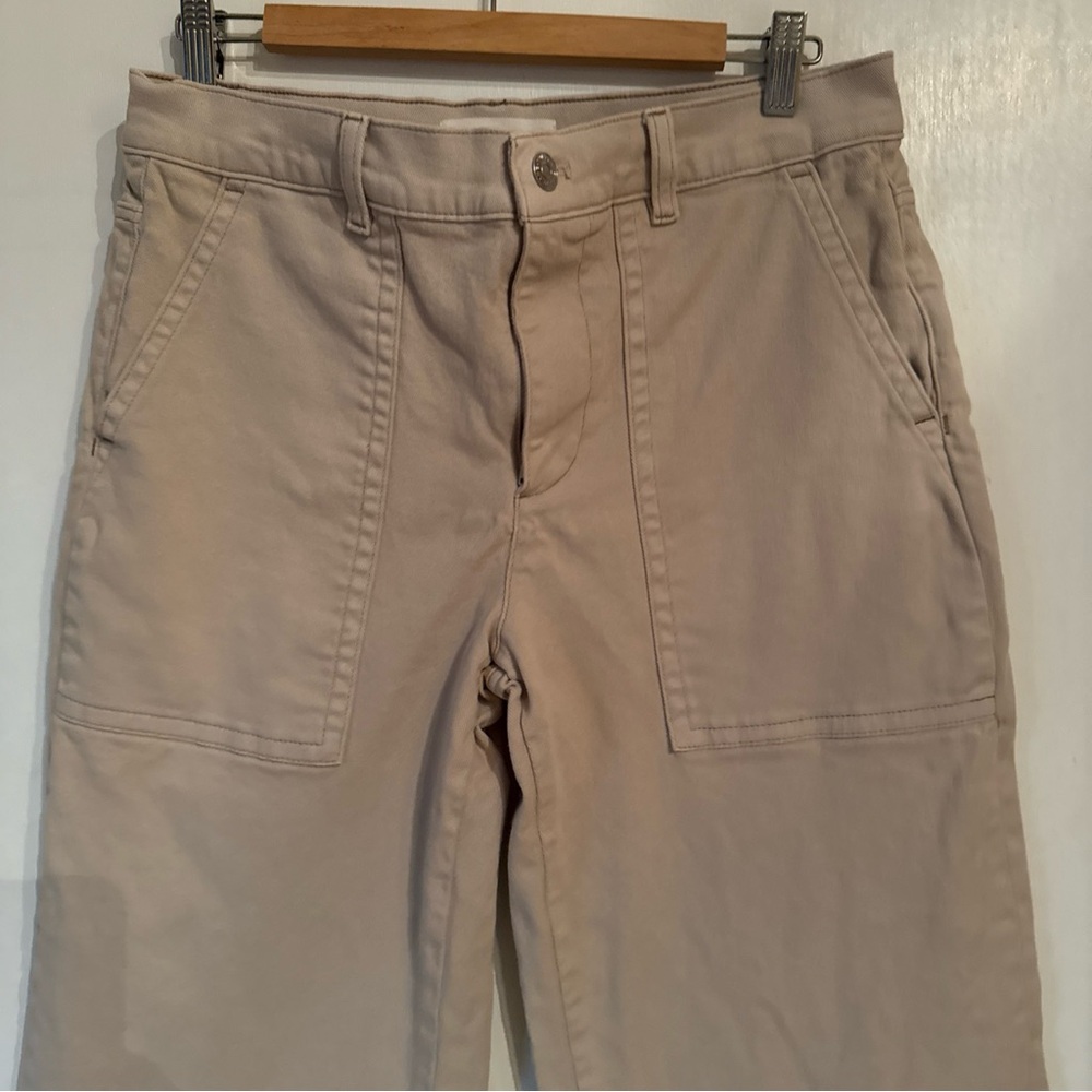 Everlane Wide Leg Utility Cargo Jeans Organic Cotton Pants Beige 8R - Picture 2 of 10